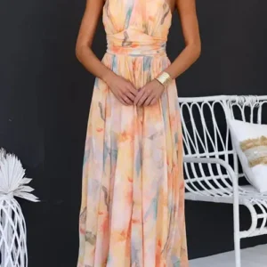 Florence Printed Halter Maxi Dress with Graceful Silhouette